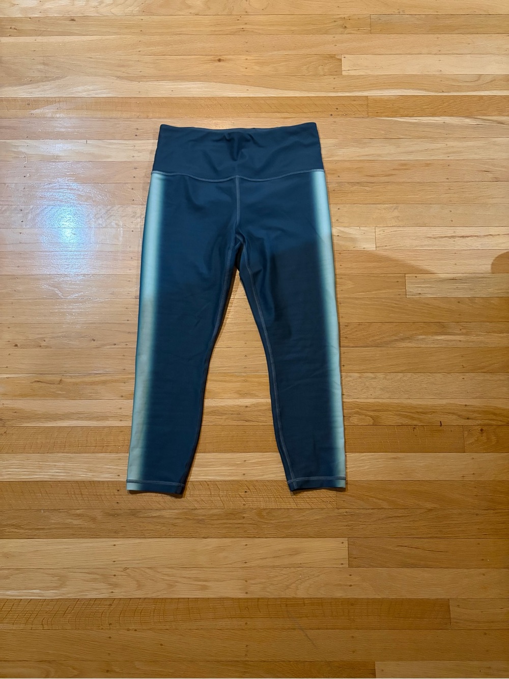 Athleta Green Leggings with Pale Green Side Stripes